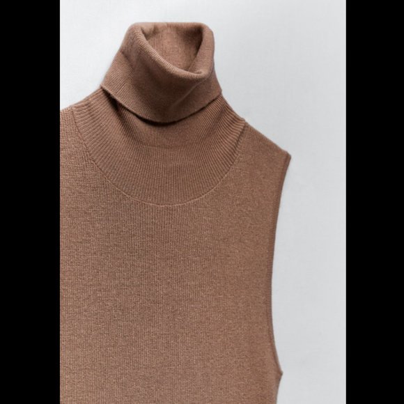 ZARA NEW WOMAN DUSTY PINK CAMEL LONG KNIT CARDIGAN + MIDI DRESS 0014/124 S M - Picture 7 of 9